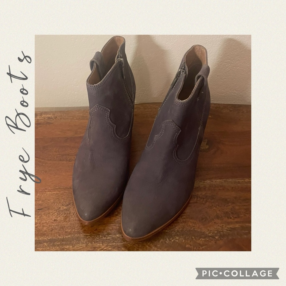 Frye Charcoal Leather Ankle Boots - Picture 2 of 14
